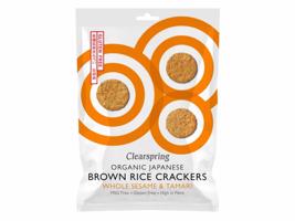 Clearspring Japonské krekry z hnědé rýže s bílým sezamem BIO 40 g