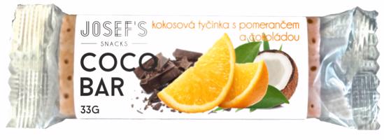 Josef's snacks Tyčinka kokosová s pomerančem a čokoládou 33 g